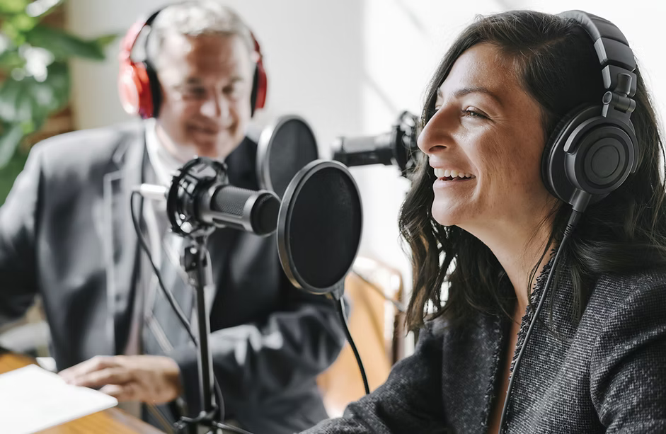 people recording a podcast